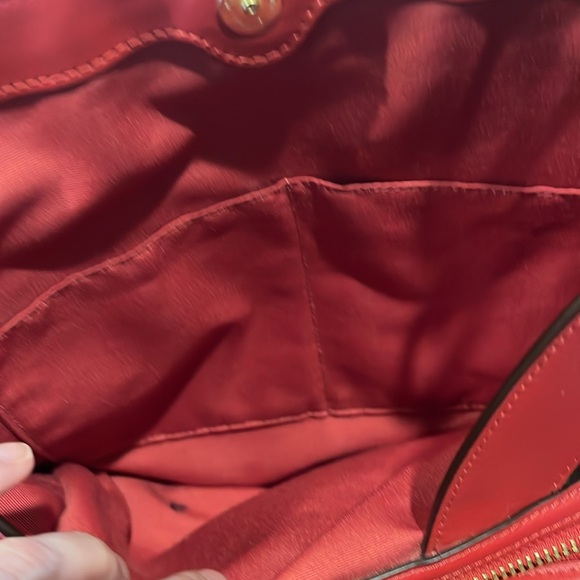 Coach Red Signature Lexy Brown Shoulder Bag Purse Leather Valentine - Picture 12 of 15